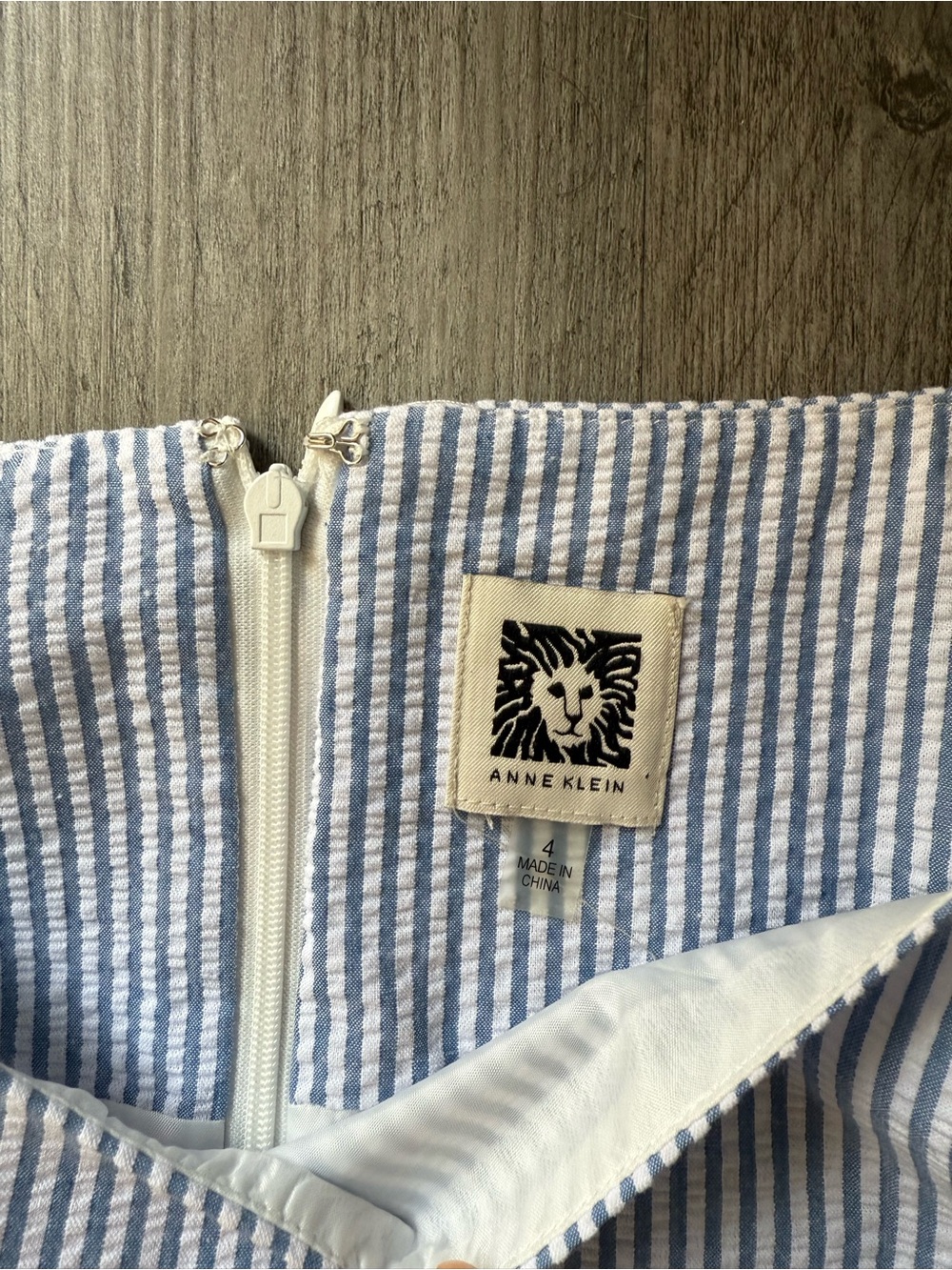 Anne Klein Light Blue Sleeveless Striped Tie-Waist Midi Dress - Picture 3 of 5